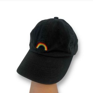 Black Baseball Cap Rainbow Embroidered One Size Dad Hat